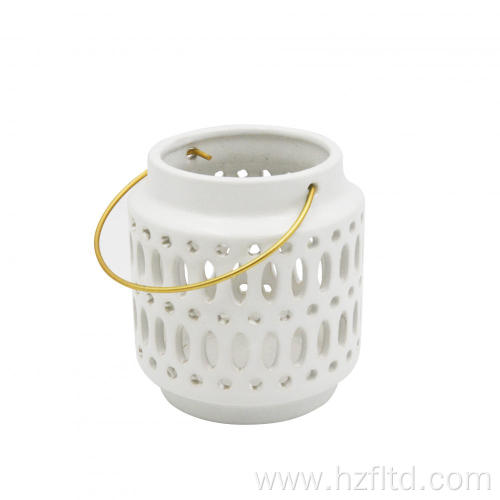 White Rust Protection Ceramic Candle Holder for Decoration